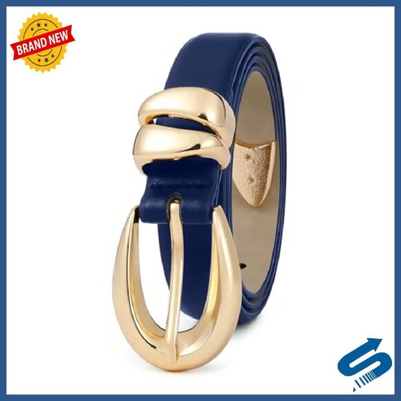 Women\'s Leather Belt Gold Buckle Versatile Dressy Casual Accessory main image 6